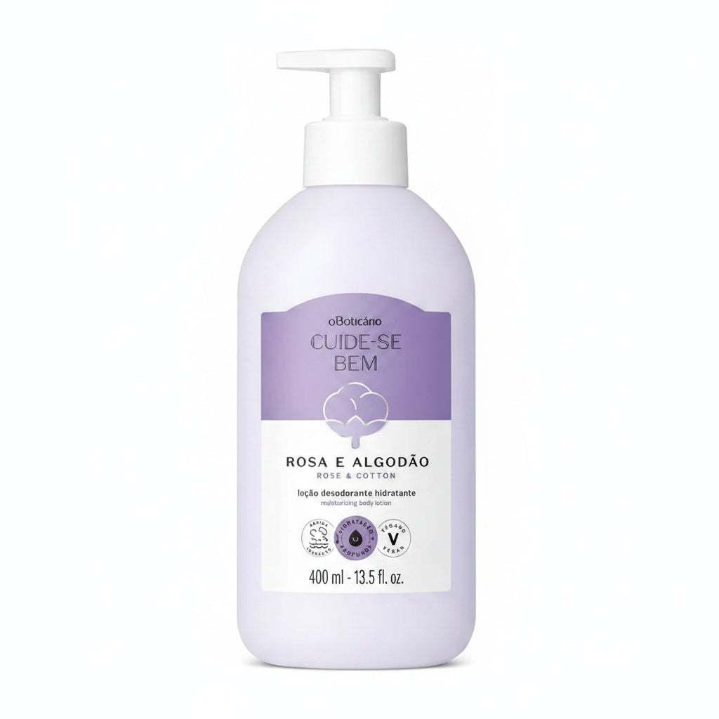O Boticário Loção Hidratante Desodorante Corporal Cuide-se Bem Rosa e Algodão (400ml)